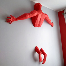 Papercraft falling man by Bartosz P.