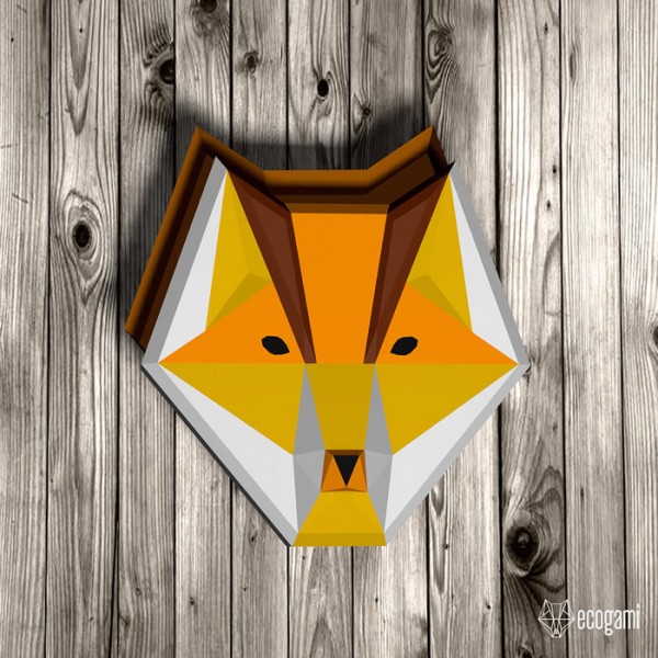 Ecogami Fox box papercraft 3D template